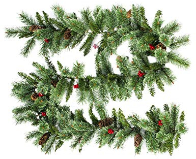 Bestgift Weihnachtsdekoration künstliche Beeren Tannenzapfen Girlande Christbaumkugel DIY Kranz Grün 1 Stück