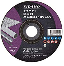 Lot de 5 disques à tronçonner PRO ACIER INOX D. 230 x 2 x Al. 22,23 mm + 1 disque offert - Acier, Inox - 10111074 - Sidamo