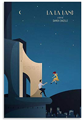 KEMS Filmposter Lalaland, dekoratives Gemälde, Leinwand, Wandkunst, Wohnzimmer, Poster, Schlafzimmer, Gemälde, 50 x 75 cm