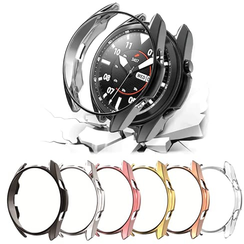 Schutzhülle Cover Case für Samsung Galaxy Watch 3 41mm / 45mm TPU + Schutzfolie (45mm, Black with Screen Protector)