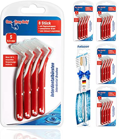 One Drop Only® - 5 x 8er Blister Interdentalbürsten 0,5 mm (S) + 1 Zahnbürste GRATIS/Interdentalbürste & Interdental Brush zur Zwischenzahnreinigung/beste Mundhygiene durch Dentalbürsten