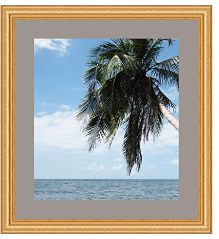 Cadre Photo avec Passe-Partout TV Grey pour Image 45x50 cm ou 50 x 45 cm Cadres Or Classic Fancy, 4.2 cm de Largeur, Cadre en Bois