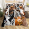 Loussiesd Kuhfell Drucken Bettwäsche Set 135x200cm für Mädchen Jungen Kinder 3D Tiere Fellbetten Set Splicing Bauernhaus Rindsleder Bettbezug Set Zimmer Dekor Rinderfell Bettwäsche Kollektion 2St