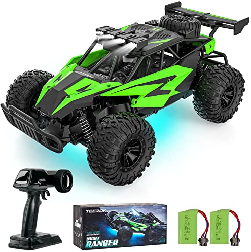 TEEROK TR11 Ferngesteuertes Auto, 1:16 RC Auto Offroad mit 2 Akku 60 Min, 2,4GHz RC Buggy All Terrain 20km/h, Spielzeug Spielzeugauto mit LED für Kinder 6 8 10 12 14 Jahre Erwachsene