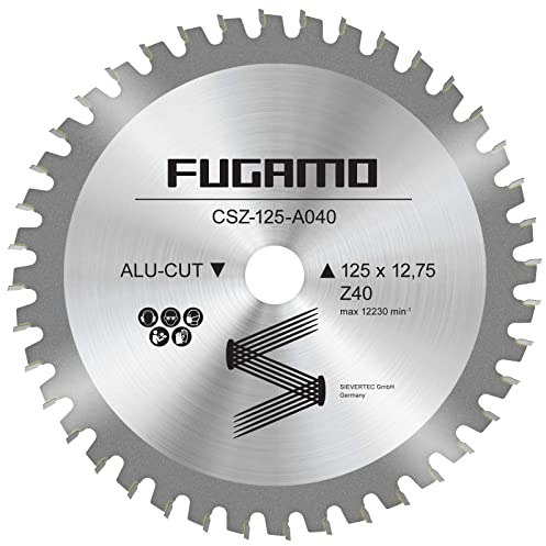 HM-Kreissägeblatt 125 mm, 40 Zähne für Alu, PVC, Holz, Acrylglas, Sägeblatt für Handkreissäge