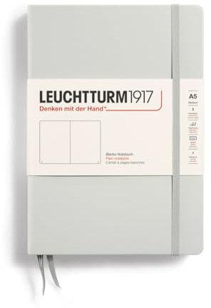 LEUCHTTURM1917 367246 Notizbuch Medium (A5), Hardcover, 251 nummerierte Seiten, Light Grey, blanko