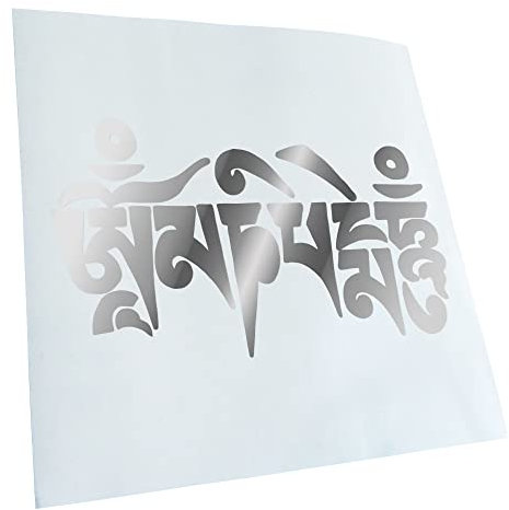Kiwistar - Autoaufkleber - Chrom - 60x35cm Om Mani Padme Hum - Heckscheibe Auto Aufkleber wetterfest für Kfz LKW Mofa Truck - Sticker außen selbstklebend Tuning Zubehör für Fenster Fahrzeug Scheibe