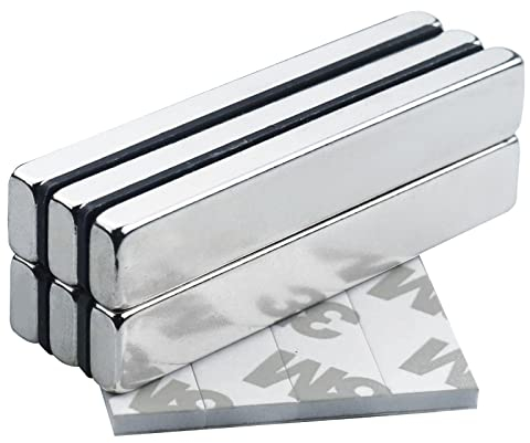 Yizhet 6 Pieza Imanes de Neodimio N52 Rectángulo Imán con Película Adhesiva para Refrigerador Foto Pizarra Blanca (60×10×5 mm)