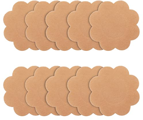Sibba 10 Stück Brustwarzenabdeckung Frauen Mädchen Pasties Covers Pads Beige Brustblätter Aufkleber Klebeband Pasty Nipless Lift Sticky Silikon Atmungsaktive Dessous Unterwäsche Zubehör Hochzeitskleid