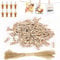 Hengxinc Lot de 168 Mini Pince à Linge 25MM Mini Pince à Linge Mariage Petite Epingle en Bois pour Photo pour Polaroid Photo avec 10M Corde de Jute DIY Mini Epingle en Bois Photo (Naturel)