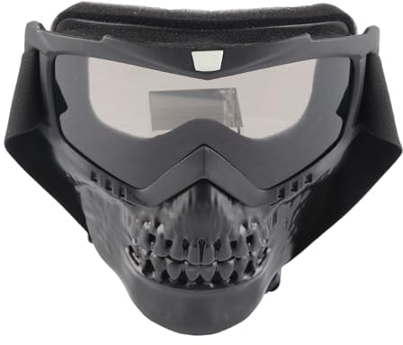 VBESTLIFE Skull Motorradbrille Maske, Unisex Outdoor Abnehmbare Motorradbrille Helmmaske für Motorrad Skisport Rennen (Grau)