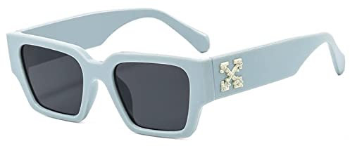 GALSOR Trendige Retro-Sonnenbrille Mit Kleinem Kasten, Modische Schneeflocke, Standard-Sonnenbrille For Straßenschießen (Color : Blue, Size : Free size)
