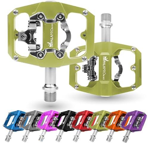 IMPALAPRO - Pedali SPD MTB 9/16'' in Alluminio CNC - Pedali Doppia Funzione Compatibili con Shimano SPD: Piattaforma Antiscivolo e Attacco SPD Regolabile perfetto per pedali MTB e gravel (Giallo)