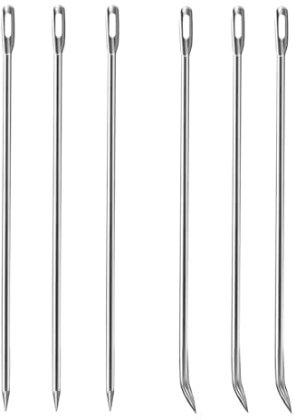 Ofargo Meat Trussing Needles, Roasting Trussing Needles for Lacing Roast Turkey, Chicken, Pork Skin, Whole Hog, Lamb, and Rotisserie Pig; 3pcs Curved Needles and 3pcs Straight Needles; 6pcs in All