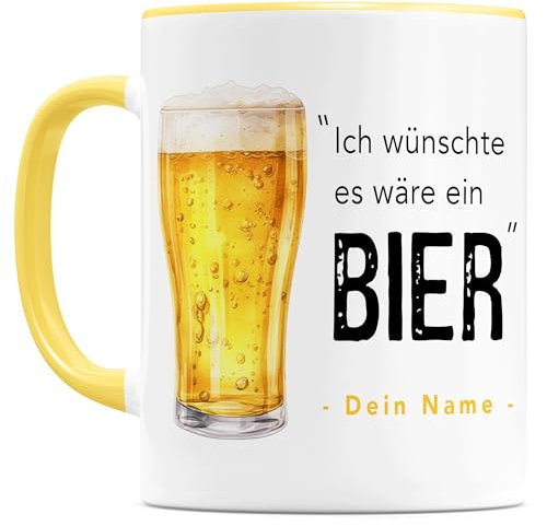 Ich wünschte es wäre ein Bier Tasse personalisiert Biertasse Bier Geschenk für Männer Bester Freund Biergeschenk Männergeschenk Kaffeetasse aus Keramik mit Spruch