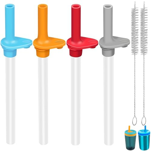 4 Replacement Straws and 4 Bite Valve Compatible with Zak Designs Kelso 15 oz Water Bottle BPA-Free Reusable Straws with 2 Cleaning Brushes