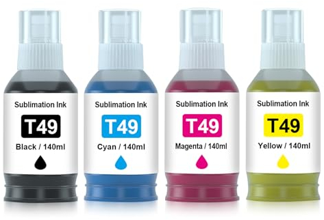 Yongairuink 560 ml Compatible T49N T49N1 T49N2 T49N3 T49N4 Sublimation Ink for SC23BK SC23C SC23M SC23Y Refill Ink for EPN SC-F100 SC-F500 SC-F501 (4 Pack, Black, Cyan, Magenta, Yellow)