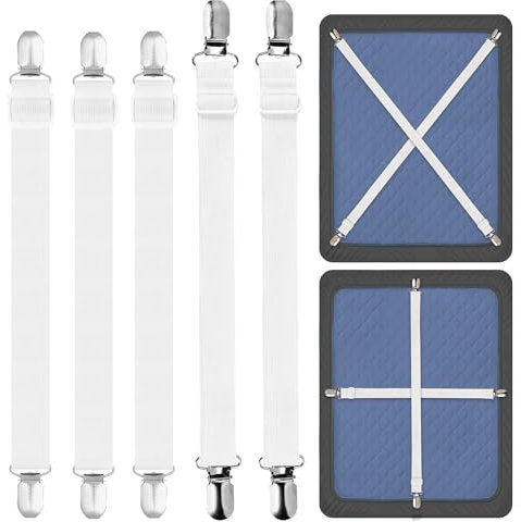5 pinzas para sábanas bajeras, tensores elásticos para sábanas, correas ajustables para sábanas, soporte de tirantes, pinzas resistentes para sábanas, clips de sábanas para fijar manteles de cama