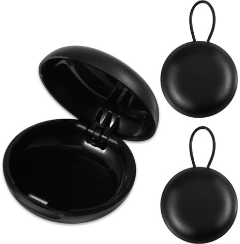 Tucnoeu 3 Stück Tragbares Mini Etui mit Kordelzug Ohrstöpsel Box Schwarz Rund Mini Aufbewahrungsbox Geeignet für Reisen, Outdoor-Aktivitäten, Aufbewahrung von Ohrstöpseln, kleinen Accessoires, Pillen