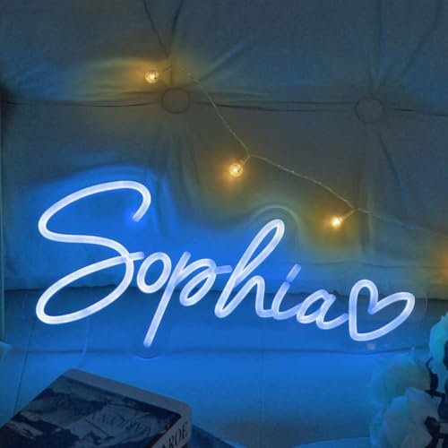 Neon Light Sign Personalised Dimmable LED Neon Lights Sign for Wall Decor Wedding Birthday Party Gift Bedroom Bar Shop (Blue)