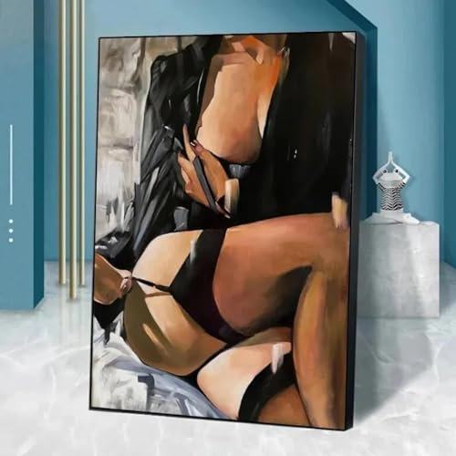 CHAOJIART Sexy Frau Akt Körperkunst Poster Druck Leinwand Malerei Schwarz und Weiß Wandkunst Bild für Wohnzimmer Schlafzimmer Dekor Wandbild 60x80cm (24x31in) Rahmenlos