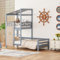 BXEYXE Kinderbett 90x200 Etagenbett mit Dach Premium Massivholzbett mit Lattenrost Grau