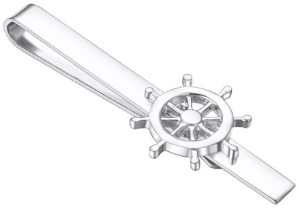 Asienice Skinny Nautical Tie Clip for Mens Silver Cruise Ship Tie Clips Nautical Tie Pin Suit Accessories