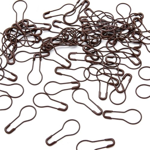 Anevous 200 Stück Birne Sicherheitsnadeln, Metall Calabash Pin, Birne Pins Maschenmarkierern, klein Kürbis Pins Reihenmarkierer Häkeln für DIY Kunsthandwerk Herstellung Nähen Kleidung Stricken,Braun