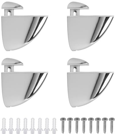 QZKJQDD 4 Stück Glasbodenträger, Einstellbar Glashalter, Zinklegierung Glasregal Wand Mit Schrauben, Glasklemme, Regal Halterung Wand, Regalträger für Holz-/Glasböden von 3-15 mm Dicke