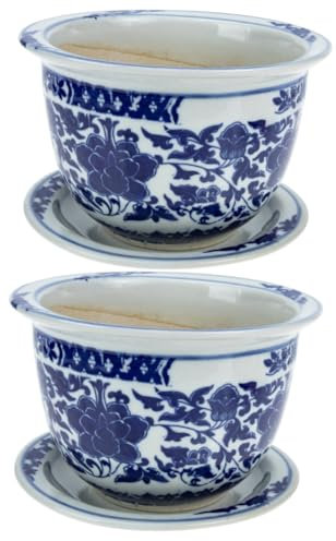 YARNOW 2 Ensembles Pot à Bonsaï Verser Pots D'extérieur Grands Planteur Pot De Plante pour Plantes D'extérieur Support pour Plantes D'intérieur Géant Jardin Vertical Récipient Céramique