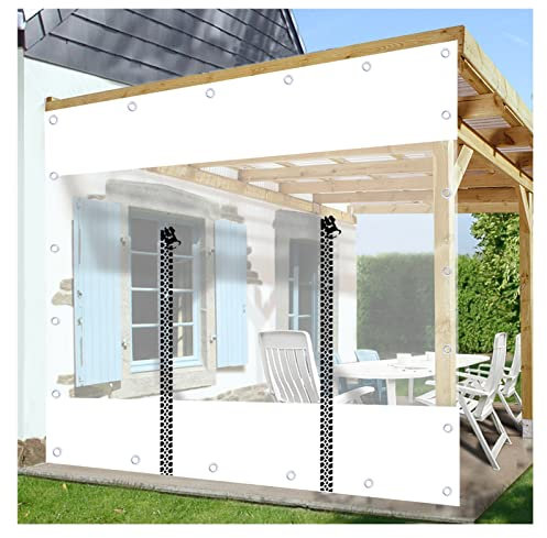 VagxTbs Rideau Pergola Extérieur Bache Terrasse Exterieur avec Fermeture Éclair, Crochets, Bâche Protection Tissu pour Carports, Porche, Pavillons, Couvertures (3.5x3m)