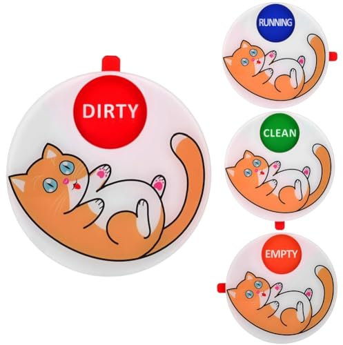 Kichwit Clean Dirty Dishwasher Magnet, Magnetic Dishwasher Sign That Says Clean Dirty Running Empty, 4 Inch, White