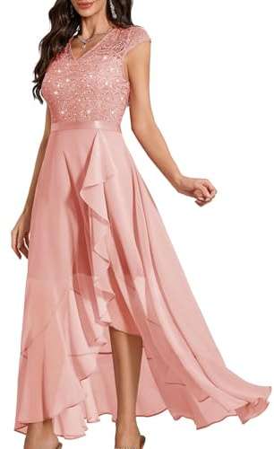 Bbonlinedress Abendkleid elegant für Hochzeit Glitzer Kleid Chiffon Abschlusskleid lang festliches Brautkleid Spitze Party Cocktailkleid