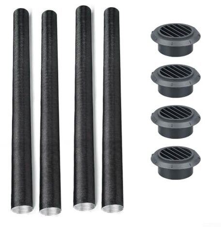 Aprilsunnyzone For Car And Truck Diesel Heater Ducting Set 16pcs With 4 Flexible Pipes And 8 Hose Clamps, Including 4 Mushroom Heads For 42mm Outlet Hose Connection