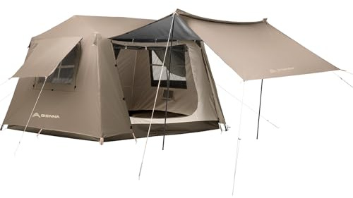 BISINNA Village 6.0㎡ Familienzelt Zelt Hauszelt Camping Zelt Campingzelt für 4 Personen Großes Tunnelzelt mit 3000mm Wassersäule