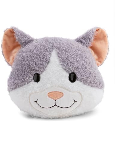 NICI Kissen Katze Felli 35x30cm - grau - 62975 | Flauschiges Kuschelkissen für Kinder und Erwachsene, Plüschkissen ideal für Zuhause, Kindergarten oder unterwegs