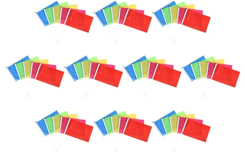 UKCOCO Lot de 100 Drapeaux à Main Colorés 20X28 CM Légers pour Événements Sportifs Parades et Décorations de Fête Mini-Drapeaux d'Encouragement pour Réunions Sportives
