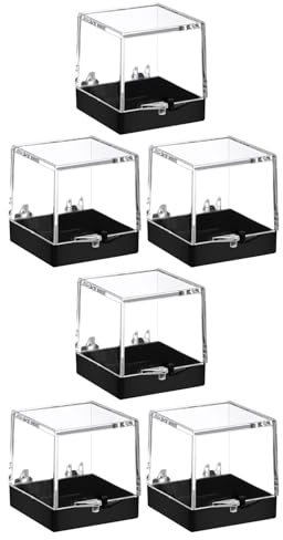 GETAJGHSD 6 Stück Transparente Kunststoff Displayboxen 3,5x3,5x3,5cm mit Staubdichtem Deckel Kleiner Aufbewahrungsbox für Sammlerfiguren Mineralien und Stapelbar und Tragbar