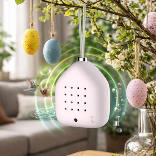 RELAXOUND Lily Bells – Dekorativer Klanghänger mit Bewegungsmelder, sanftes Vogelgezwitscher, Chimes & Wasserklänge – Entspannung für Zuhause, stilvolle Geschenkidee - Rosebird - Rosa (Pastell-Rosa)