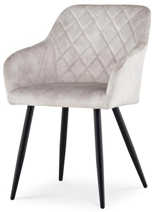 CLIPOP Esszimmerstühle 1er Set, Küchenstühle Wolken Beige Samtstoff stühle Polsterstühle mit Armlehne Metallbeine Polstersessel Stühle für Esszimmer Küche (1, Samt Wolken Beige)