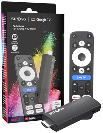 STRONG LEAP-UNA+ TV Stick con Android 14, Controllo Vocale | HDR10+, HLG, Bluetooth 5, Dispositivo di Streaming per Aggiornamento FHD Smart TV
