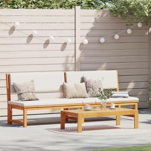 Transat Jardin 3 Places en Bois d'Acacia Massif avec Dossier Réglable, Salon de Jardin Moderne Résistant aux Intempéries pour Terrasse, Balcon et Piscine, Dimensions 200 x 57 x 75 cm, Huile Naturelle