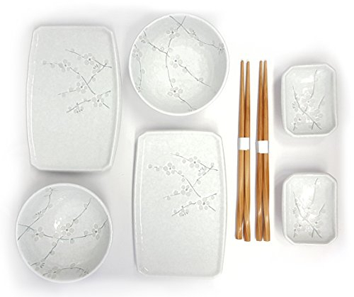 Happy Sales HSSS-CBWH08 - Set da tavola giapponese con 8 pezzi, colore: Bianco