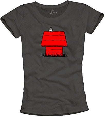 Lustiges Hunde T-Shirt für Damen - Snoop Dog - grau Größe S