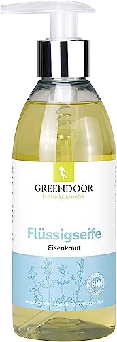 GREENDOOR Bio Flüssigseife EISENKRAUT 250ml vegan, zitroniger Duft, Natur-Seife natürlich ohne Parabene Sulfate Tierversuche, flüssige Handseife biologisch abbaubar