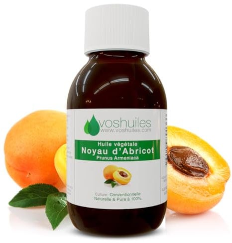 VOSHUILES - Huile Végétale de Noyau d'Abricot 250ml - Prunus Armeniaca Pure et Naturelle pour Soins de la Peau- Cheveux et Massage - Hydratante et Nourrissante