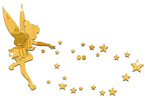 26/Set Tinkerbell Fairy Wandspiegel Acryl Spiegel Dekorative Tinker Bell Wand Aufkleber Home Dekoration