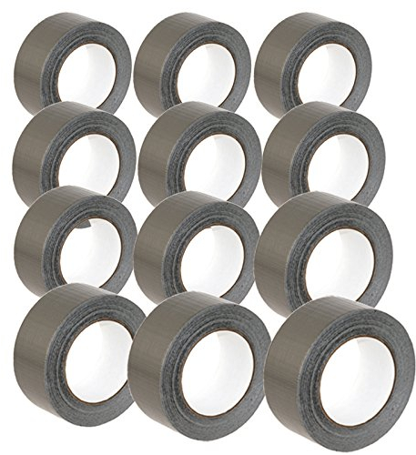 12 Rollen Panzertape, Panzerband, Gewebeband, Duct Tape, Klebeband, Länge 50m, Breite 48mm, Farbe: silber