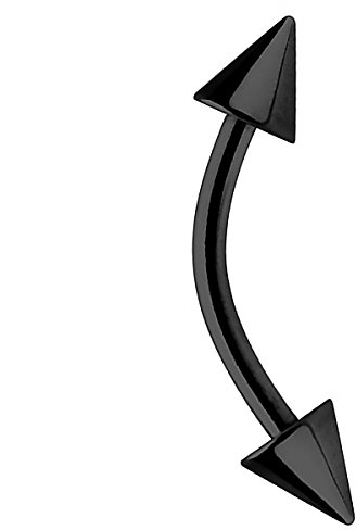 Piersando Banane Piercing Stab Stecker Gebogen Spikes Spitze Augenbraue Tragus Septum Helix Lippe Ohr Nase Intim Brust Bauch Piercings Schwarz 1,2mm x 8mm x 3x4mm