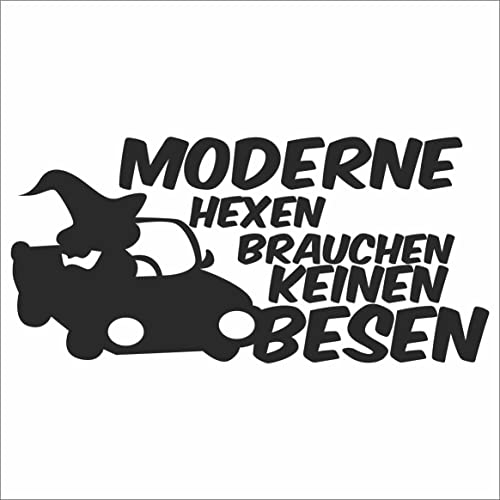 JINTORA - Autoaufkleber Tuning - Auto Aufkleber - Moderne Hexen brauchen keinen Besen - 210x99 mm - Auto Sticker Bus Fenster Heckscheibe Camper wetterfest Outdoor Sticker Auto Deko - schwarz